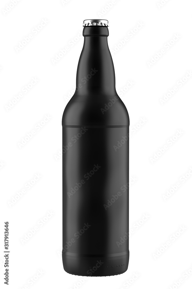 Black Beer Bottle. 22oz 660 ml (651 ml). Isolated high resolution 3D Render Isolated on White. Black Beer Bottle. 22oz 660 ml (651 ml). Isolated high resolution 3D Render Isolated on White.