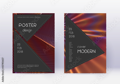 Black cover design template set. Orange abstract l