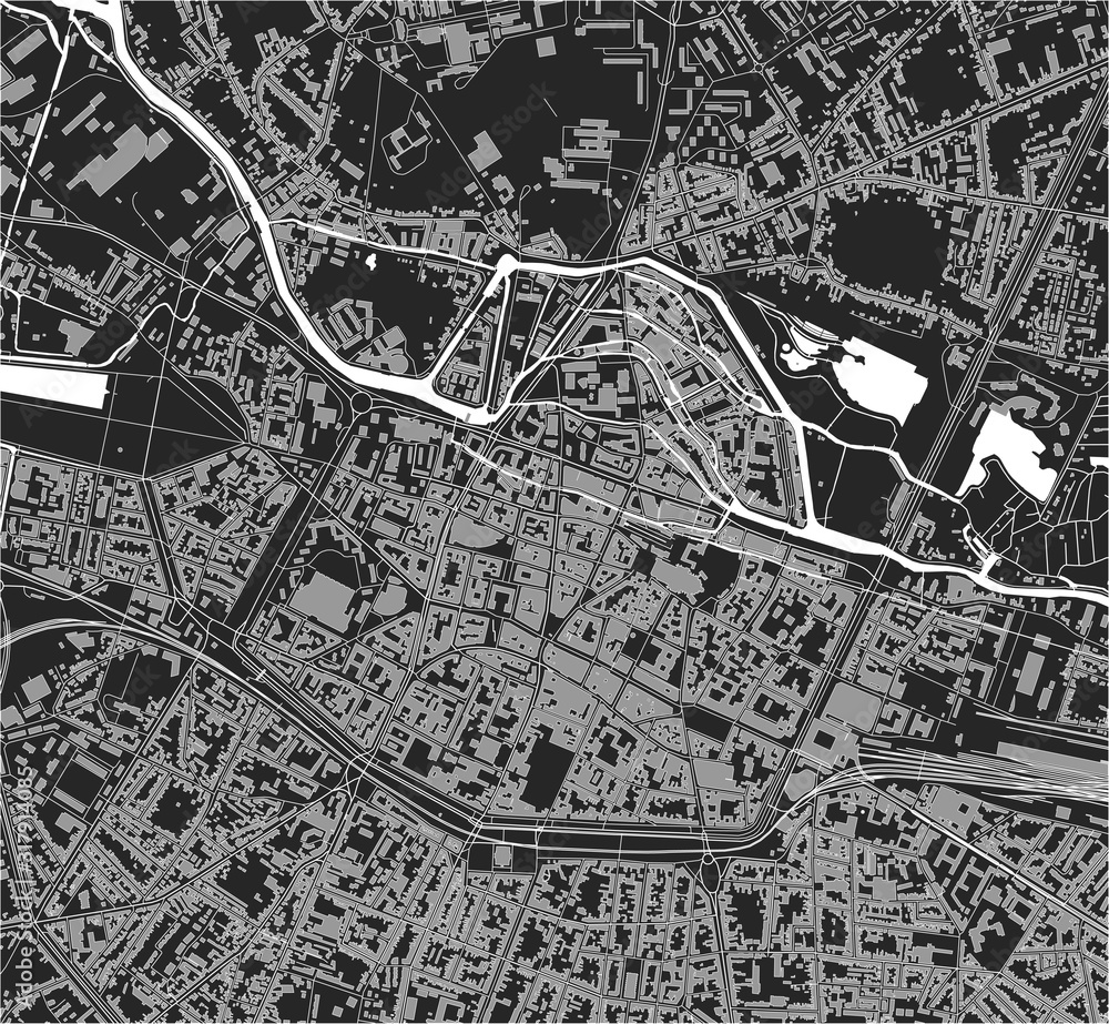 Obraz premium map of the city of Amiens, Somme, Hauts-de-France, France