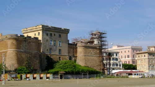 Rome local landmark of Nettuno Lazio region Italy - Nettuno city beach and Forte Sangallo castle summer place photo