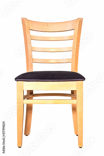 Wooden chair with soft saddle isolated on a white background.