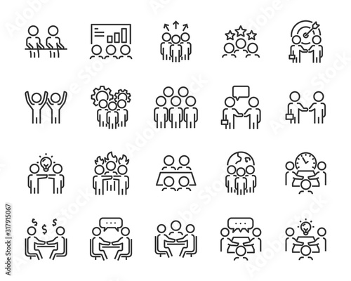 set of teamwork icons, business, team, people