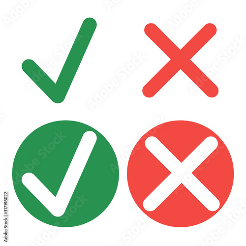 checkmark and cross. vector