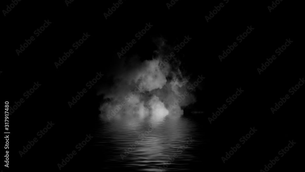 Abstract fog steam moves on background . The concept of aromatherapy. Smoke bomb with reflection in water. Stock illustration. Abstract fog steam moves on background . The concept of aromatherapy. Smoke bomb with reflection in water. Stock illustration.