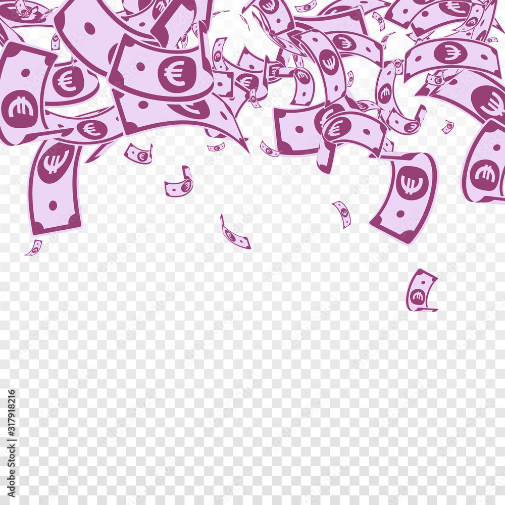 European Union Euro notes falling. Messy EUR bills European Union Euro notes falling. Messy EUR bills
