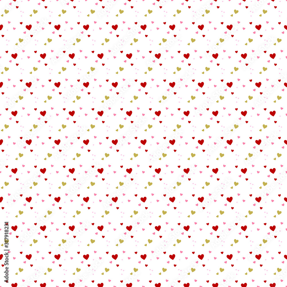 Hearts seamless pattern. Pink vector background with heart. Love template for walentines day or wedding. Print or web flat design.