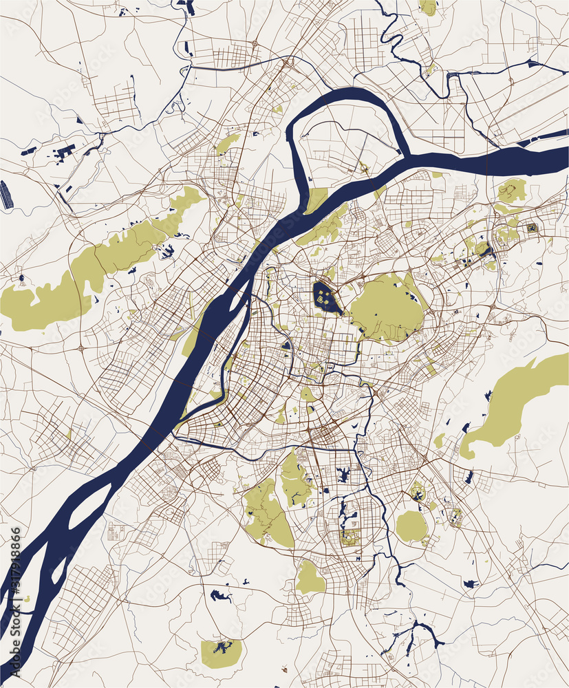 Obraz premium map of the city of Nanking, China