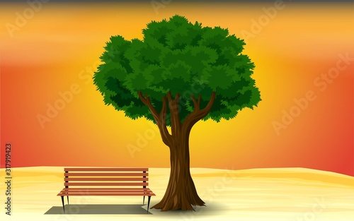 chair under the tree	