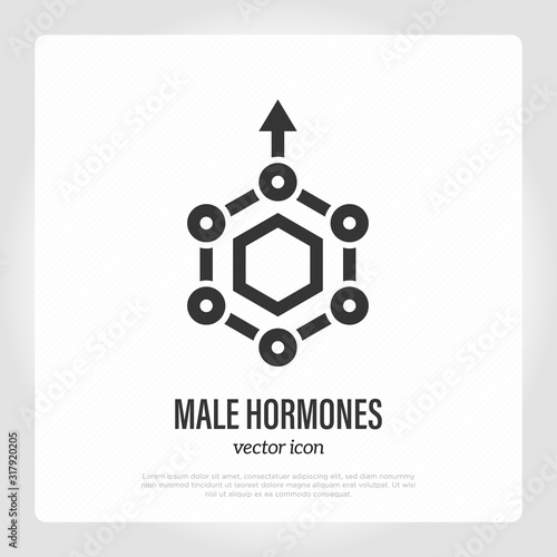 Male hormone thin line icon. Testosterone. Laboratory research. Modern vector illustration.