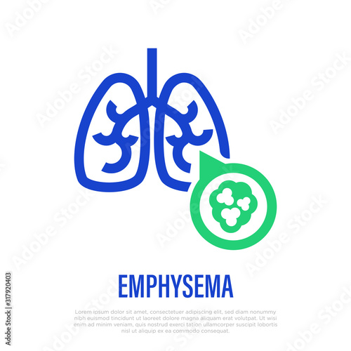 Emphysema in lungs, chronic respiratory illness. Thin line icon. Healthcare and medical vector illustration.