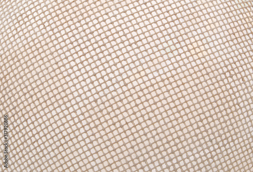 mesh texture on a white background with microscopic flecks of flour.