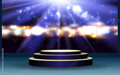 podium with lcd tv in the studio room	
