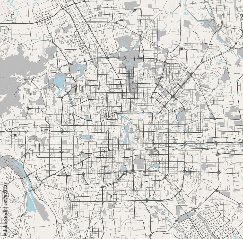 map of the city of Beijing, China
