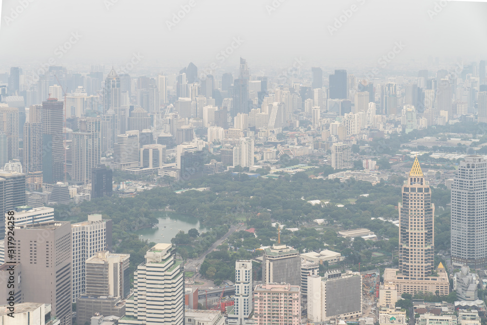 Bangkok City Thailand air pollution remains at hazardous levels PM 2.5  pollutants - dust and smoke high level PM 2.5