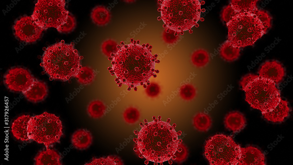 Fototapeta Bacteria virus coronavirus 2019-nCoV 3D render