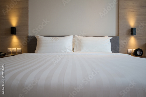 Modern interior hotel bed room