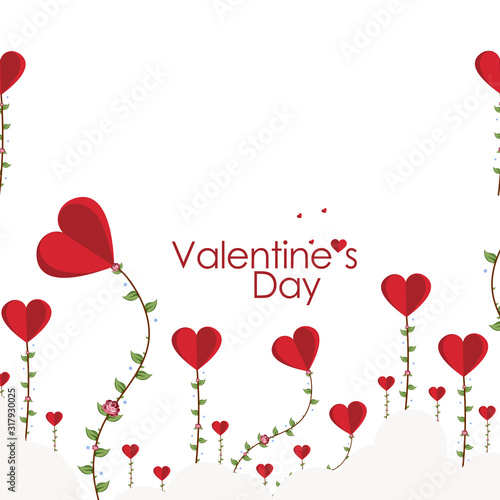 illustration of happy valentine day, paper art and digital craft style.