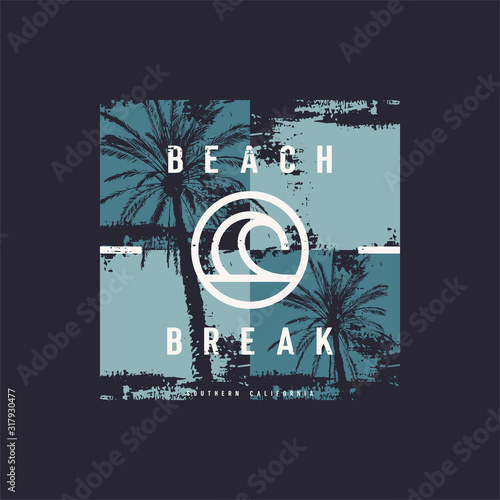 Vector graphic t-shirt design, poster, print on the theme of surfing
