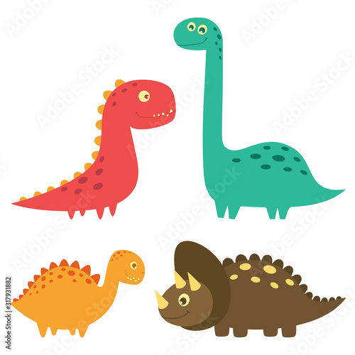 set of cute dinosaurs design