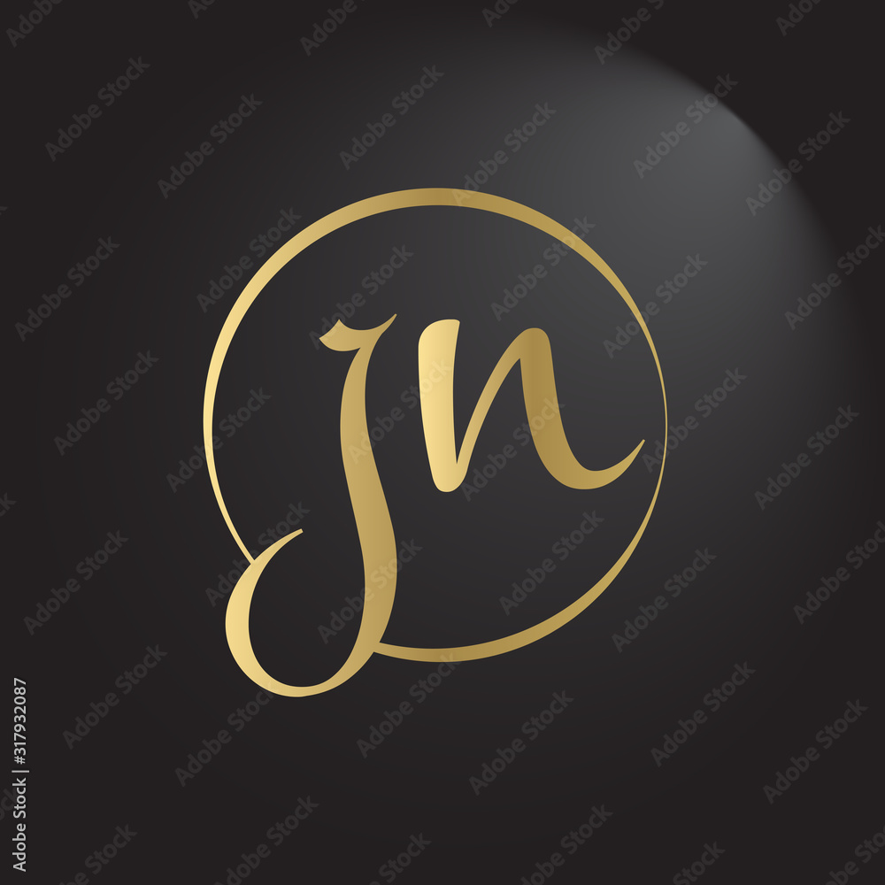 Abstract Minimal Initial Letters JN Logo Design in Black and Gold Color  Using Letters J N Stock Vector | Adobe Stock