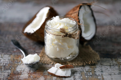 Coconut oil. Healthy food concept. Keto diet. photo