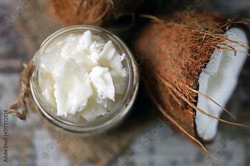 Coconut oil. Healthy food concept. Keto diet.