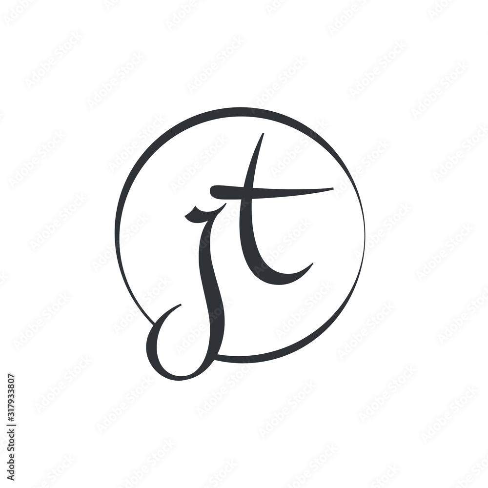 Creative letter JT Logo Design Vector Template. Initial Linked Letter ...