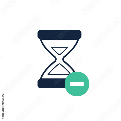 Sand time clock with minus sign,vector illustration