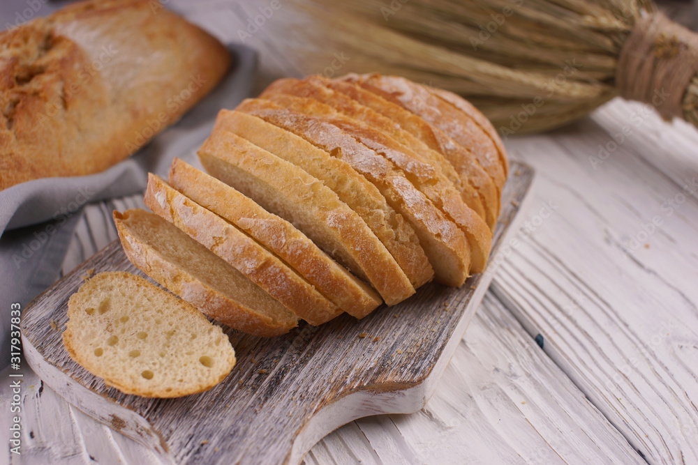 Naklejka premium White bread on a white background