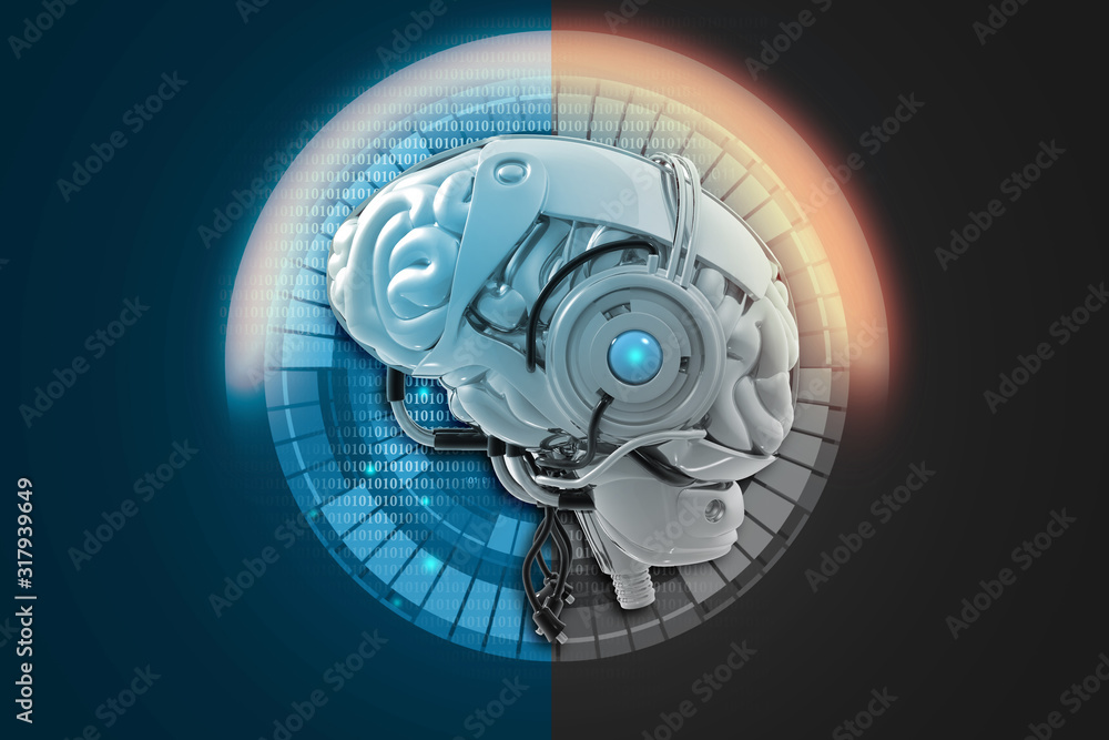 Fototapeta premium Human brain computer technology 3d illustration