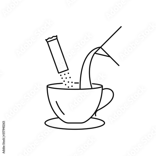 Instant coffee preparation vector icon