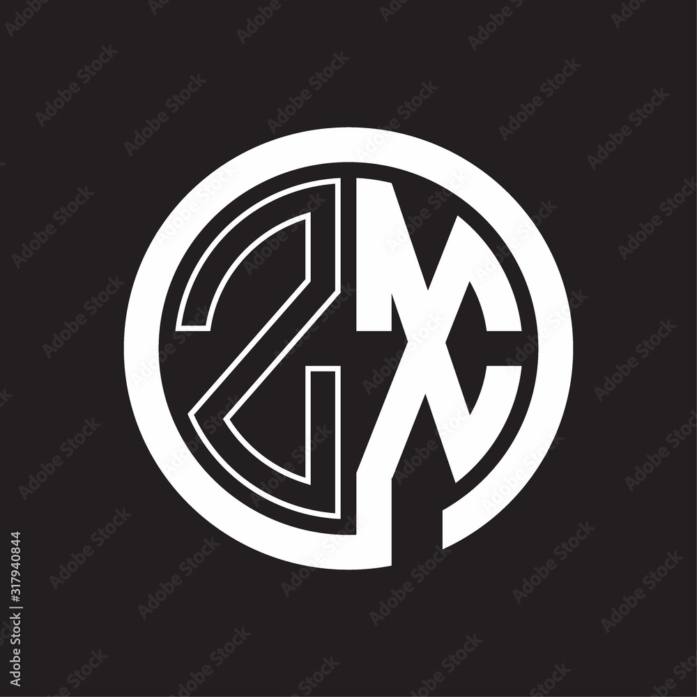 ZX Logo with circle rounded negative space design template ZX Logo with circle rounded negative space design template