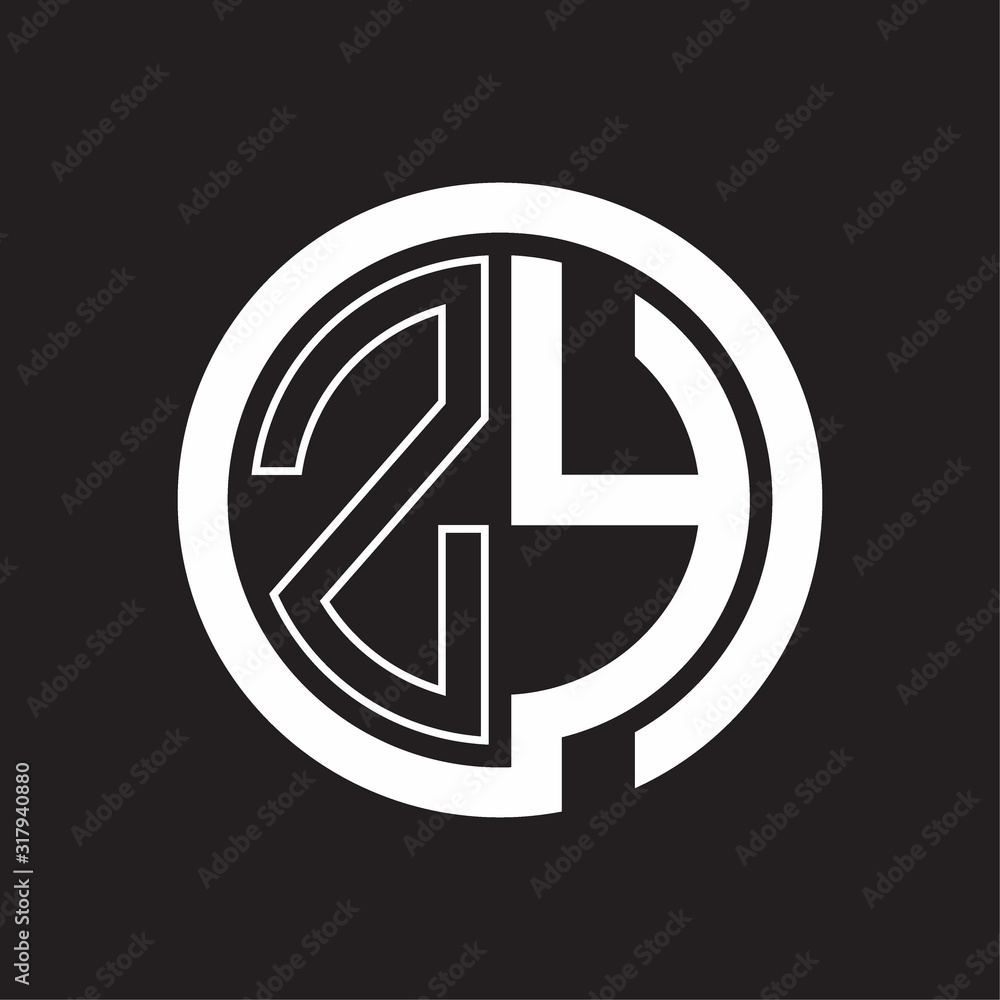 ZY Logo with circle rounded negative space design template ZY Logo with circle rounded negative space design template