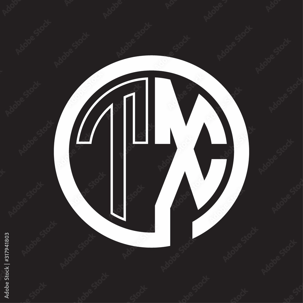 TX Logo with circle rounded negative space design template TX Logo with circle rounded negative space design template