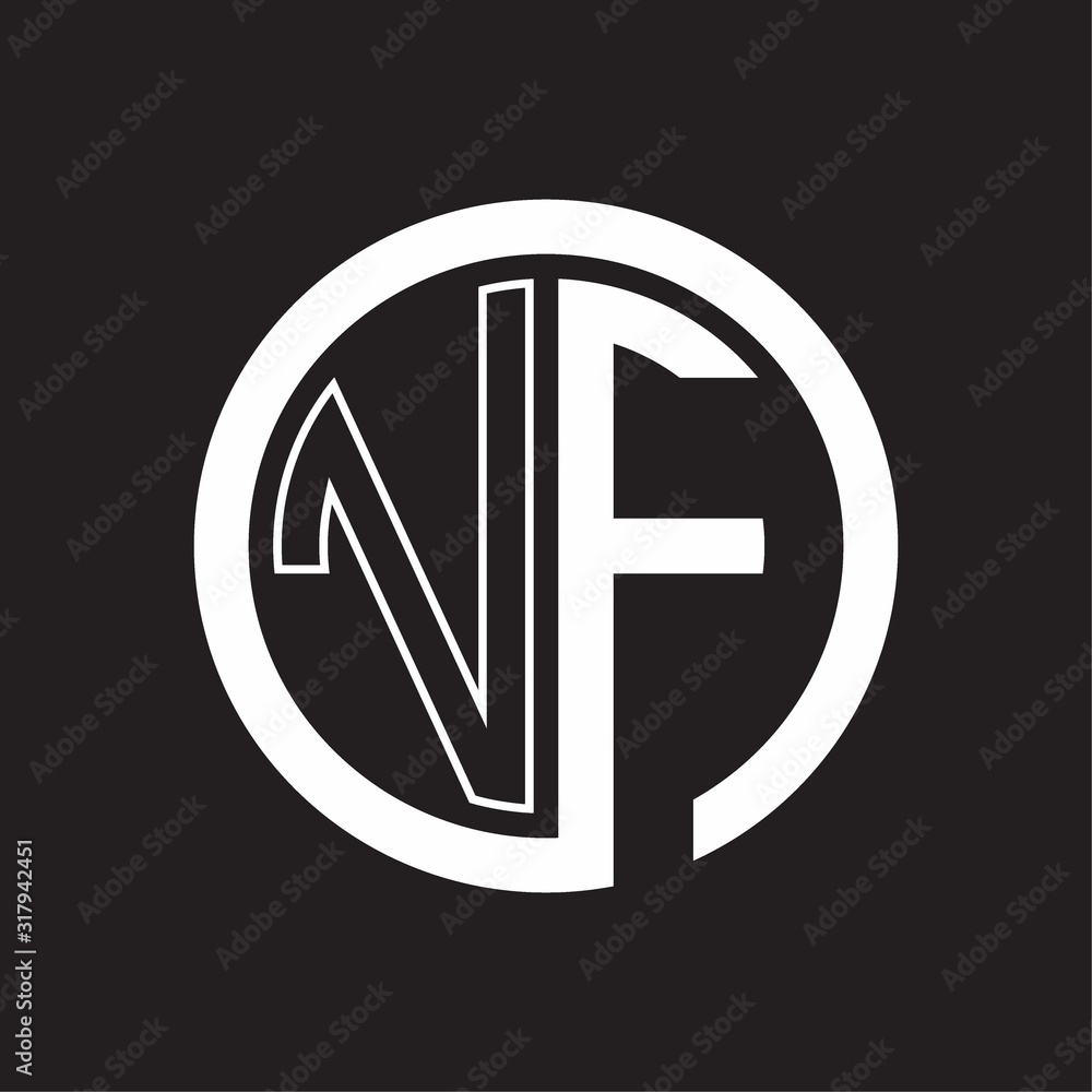 VF Logo with circle rounded negative space design template VF Logo with circle rounded negative space design template