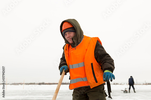 Portrait of a fitter with a bogr photo