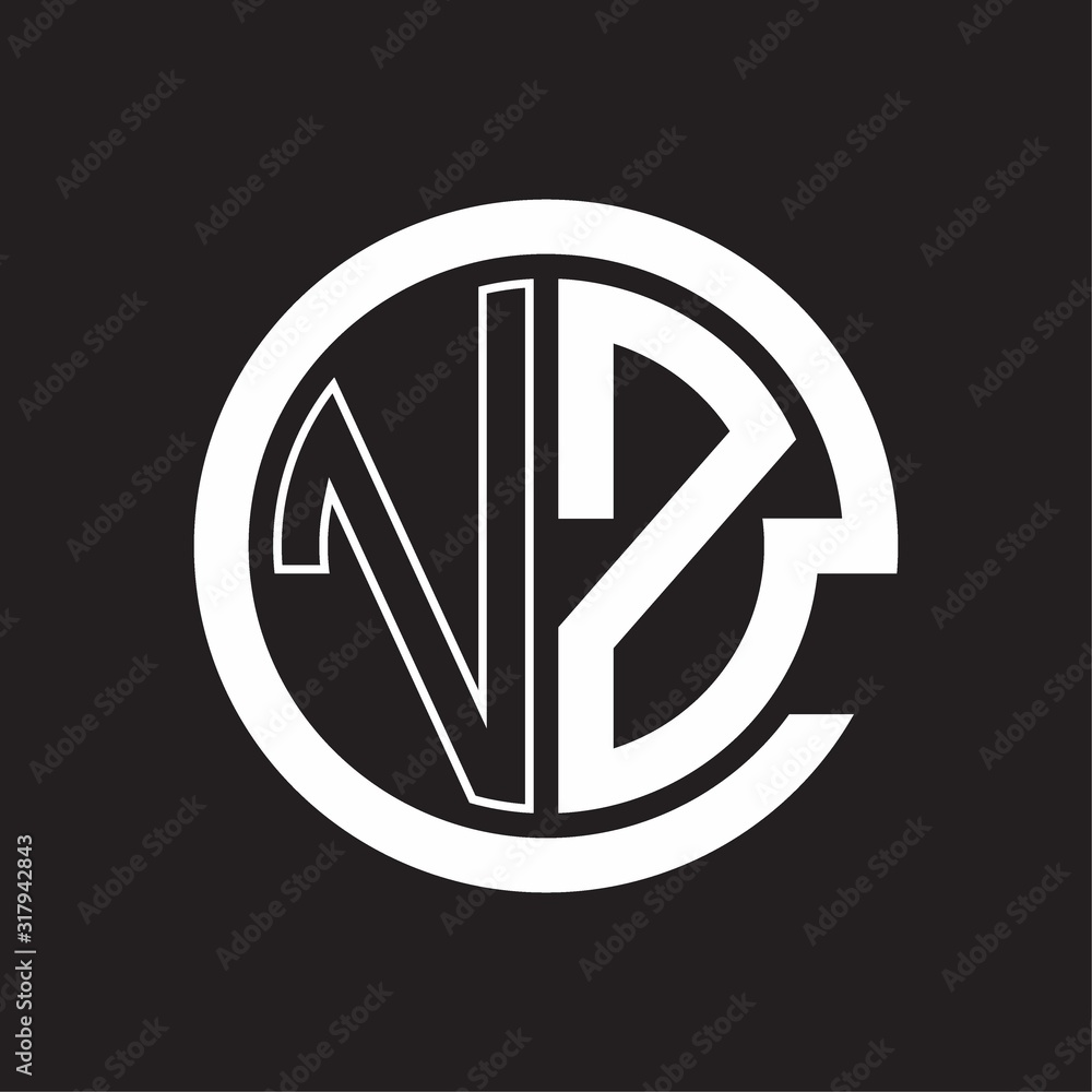 VZ Logo with circle rounded negative space design template VZ Logo with circle rounded negative space design template