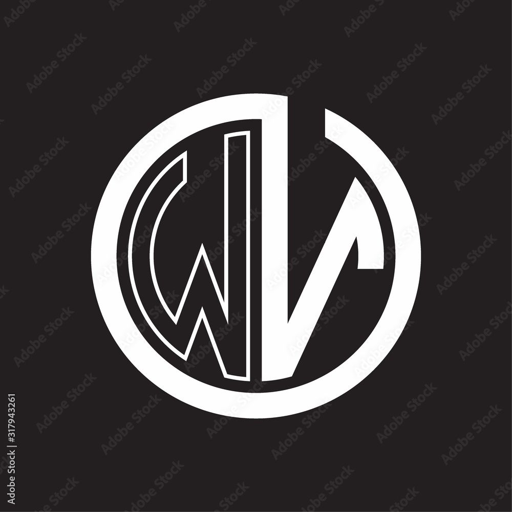 WV Logo with circle rounded negative space design template WV Logo with circle rounded negative space design template