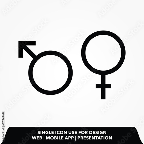 Gender black icons isolated on white background. Vector illustration.