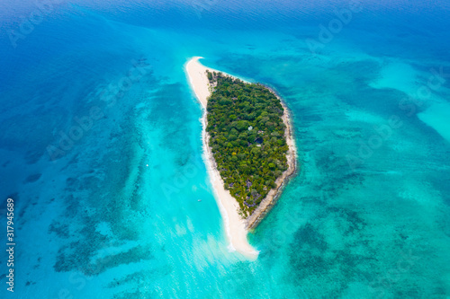 Aerial view of Resort on paradise island Nosy Iranja Kely, Madagascar photo