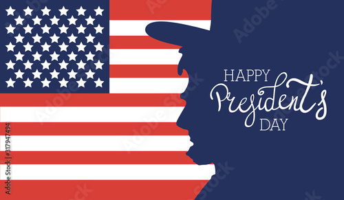 happy presidents day poster with usa flag