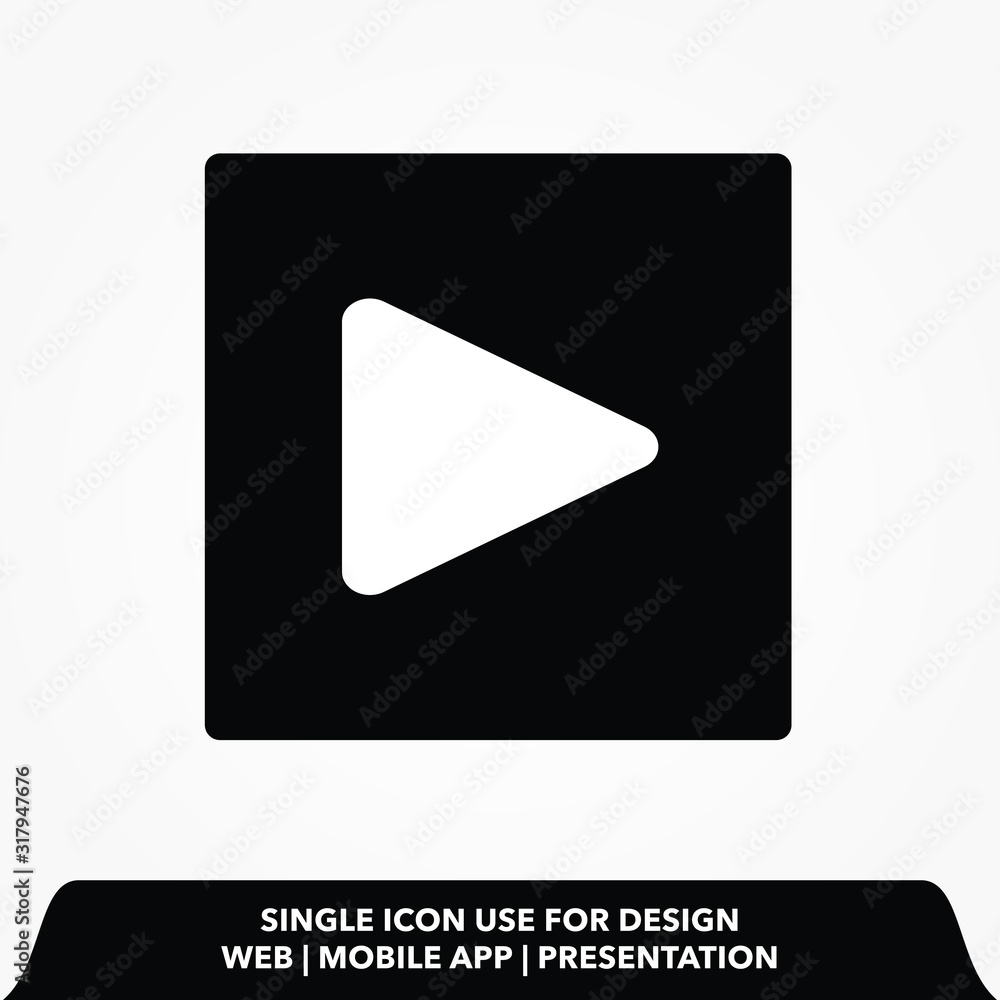 play button square. flat style. Vector illustration icon play button square. flat style. Vector illustration icon