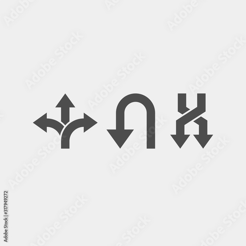 Branching arrow flat vector icon. Arrow triple flat vector icon
