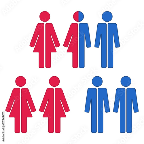 LGBT symbols. Symbols of gender. Lesbians  gays  transgenders  icon set. Vector illustration.