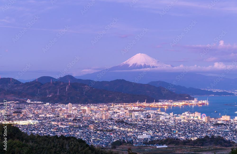 日本平から富士山夕景