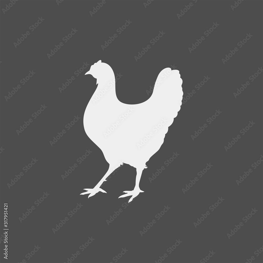 Chicken flat vector icon. Chicken vector silhouette Chicken flat vector icon. Chicken vector silhouette