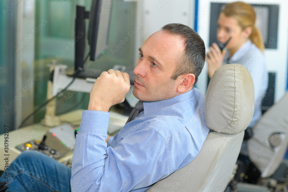 Fototapeta premium portrait of factory manager operators