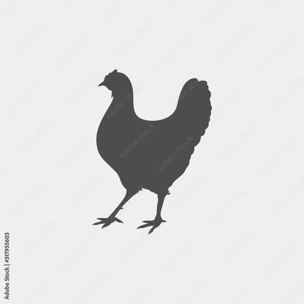 Chicken flat vector icon. Chicken vector silhouette Chicken flat vector icon. Chicken vector silhouette