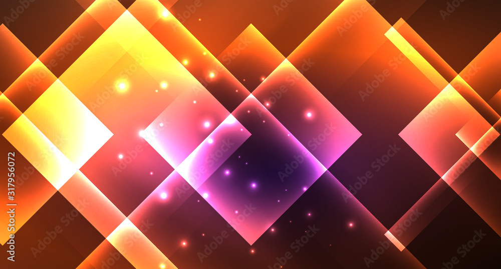 Neon shiny color squares on black, modern template Neon shiny color squares on black, modern template