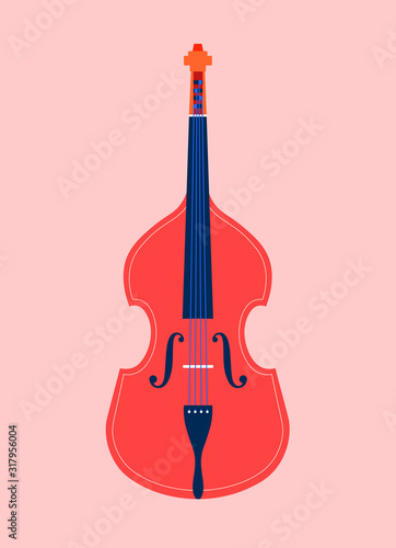 Double bass. String instruments of classical and jazz music. Orchestra. Vector flat illustration